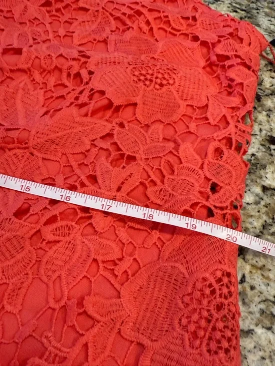 Ronnie Nicole coral pink lace sleeveless midi dress SZ 16 - Picture 12 of 14